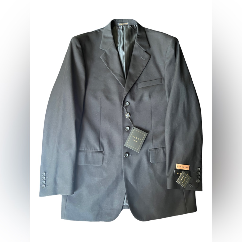 Vinci Couture New Mens Black Suit Blazer Jacket Size 40l